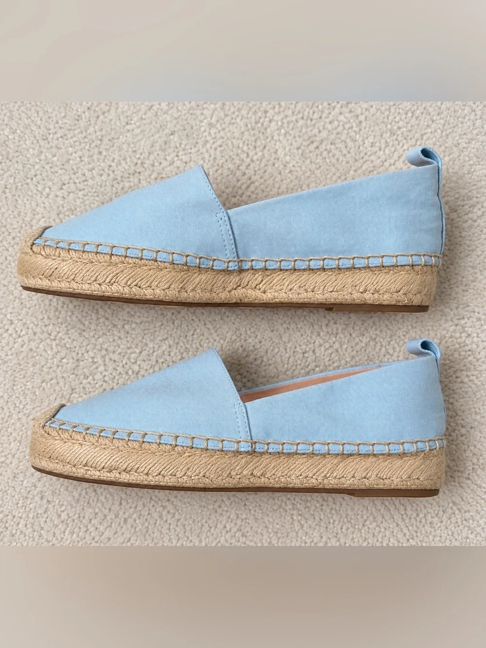 J.Crew NWOT Light Blue Canvas Espadrille Flats Made in Spain Size 7